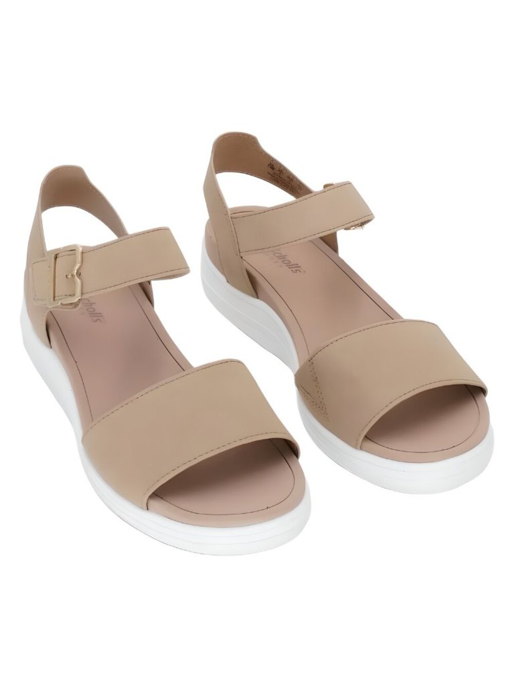 Dr. Scholl's Time Off Sky Cuban Sand Faux Leather Wedge Sandals Sz 7.5M